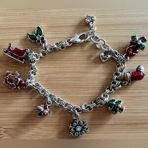 🎄RARE BRIGHTON VINTAGE Christmas Charm Bracelet!